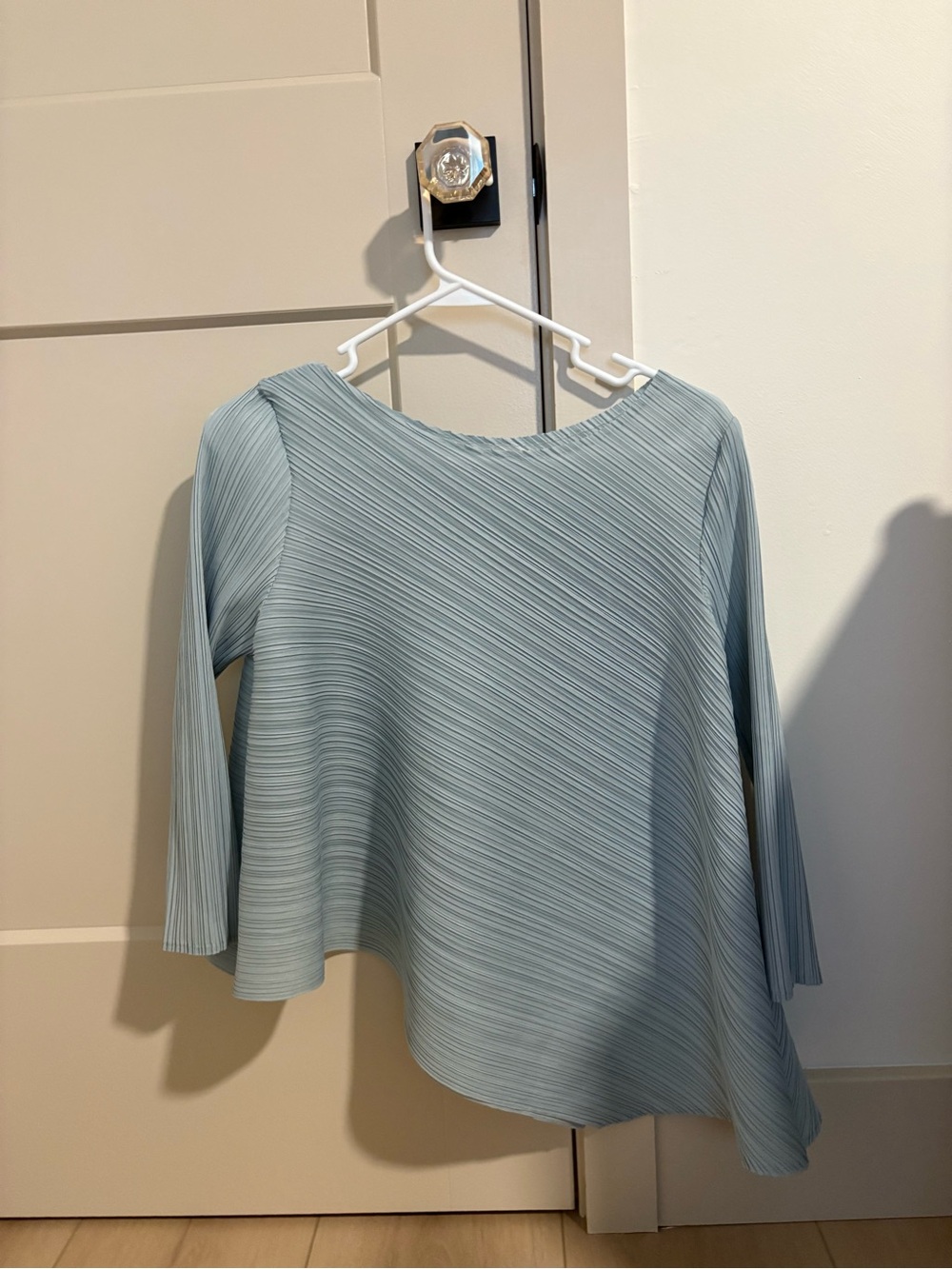 Light Blue Pleated Women's Top